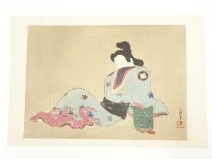 勝原造　土佐光起　遊女図　印刷加工木版画